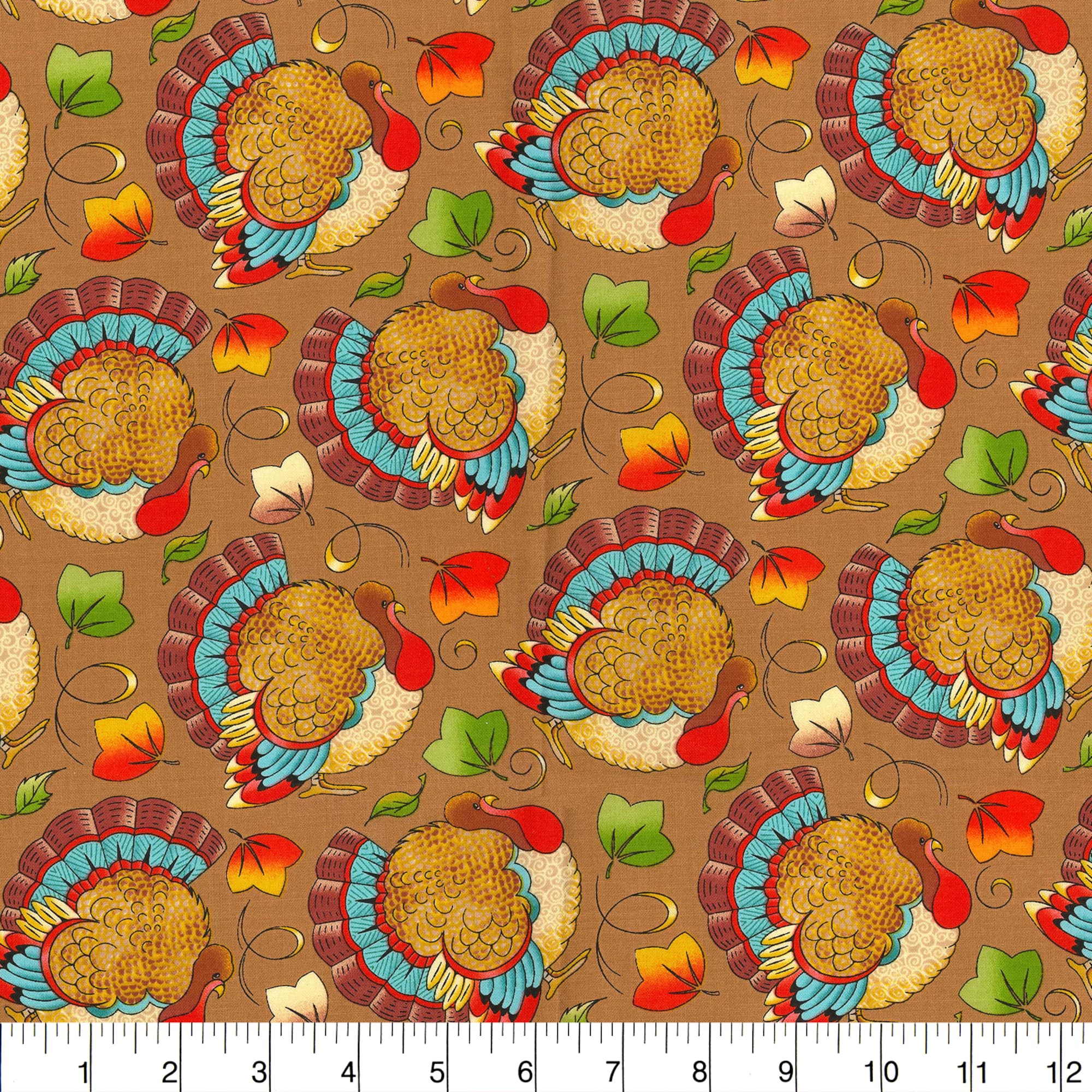 Fabric Traditions Fall Turkeys Cotton Fabric
